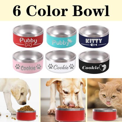 Personalized Dog Bowl Laser Engraved Custom Pet Name 18/32/42/64 oz No Slip Stainless Steel