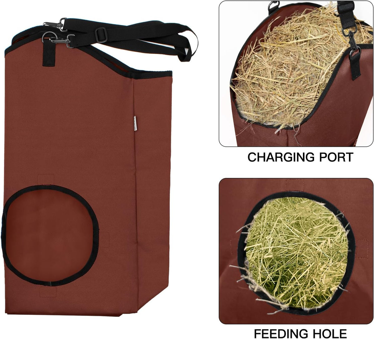 3 Packs Goat Hay Feeder,Hay Bags for Goats,Horses,Sheep,Premium 600D Oxford Cloth,with Metal
