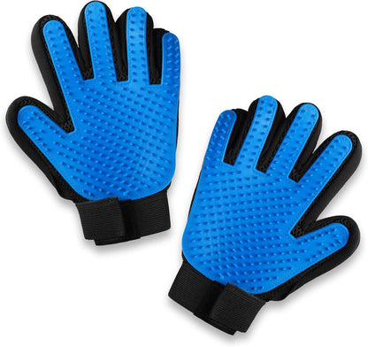 Pets First Dog Grooming Gloves Best Professional Deshedding, Brushing, Cleaning Mitt Tool for