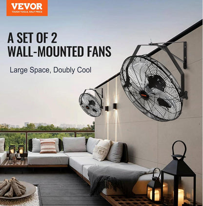 VEVOR Wall Mount Fan, 2 PCS 18 inch Waterproof, 3-speed High Velocity Max. 4000 CFM Industrial Wall