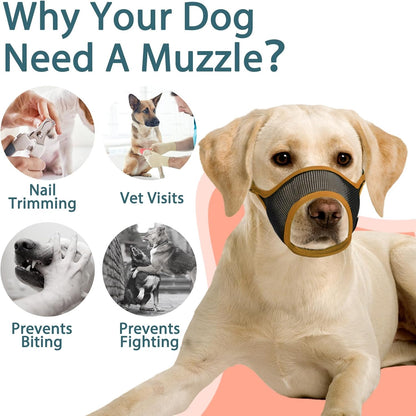 LUCKYPAW Dog Muzzle, Mesh Muzzle for Large Medium Small Dogs, Soft Mouth Guard for Biting Chewing