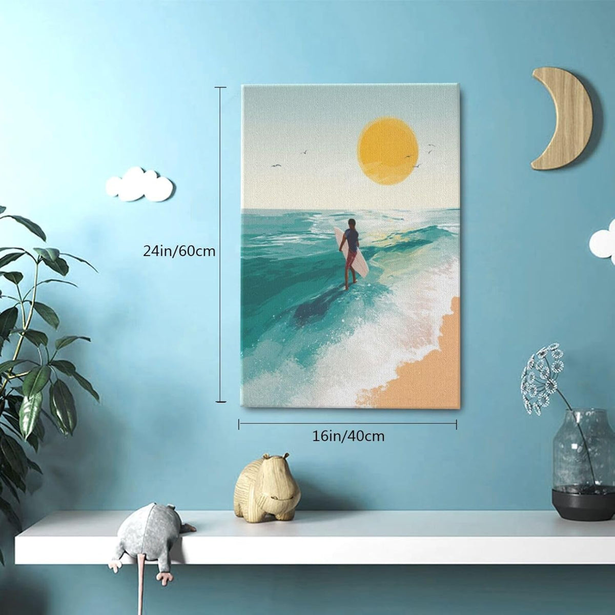 Beach Surfing Wall Art Ocean Coastal Wave Canvas Wall Decor Summer Nature Seascape Pictures
