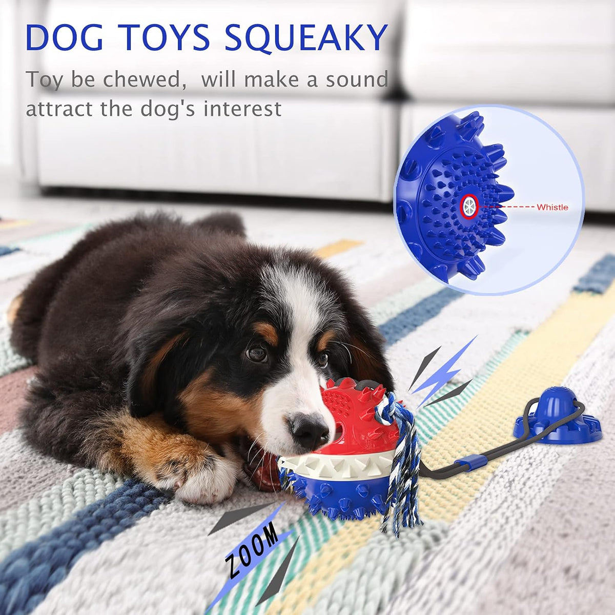 Aggressive Chewer Dog Toys - Rope Toys with Suction Cup, Teething Treats & Puzzle Food Dispensing