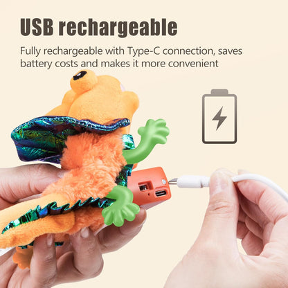Migipaws Cat Toys, Touch Activated Flapping Chirping Lizard Kitten Toy with Catnip for Indoor Cats