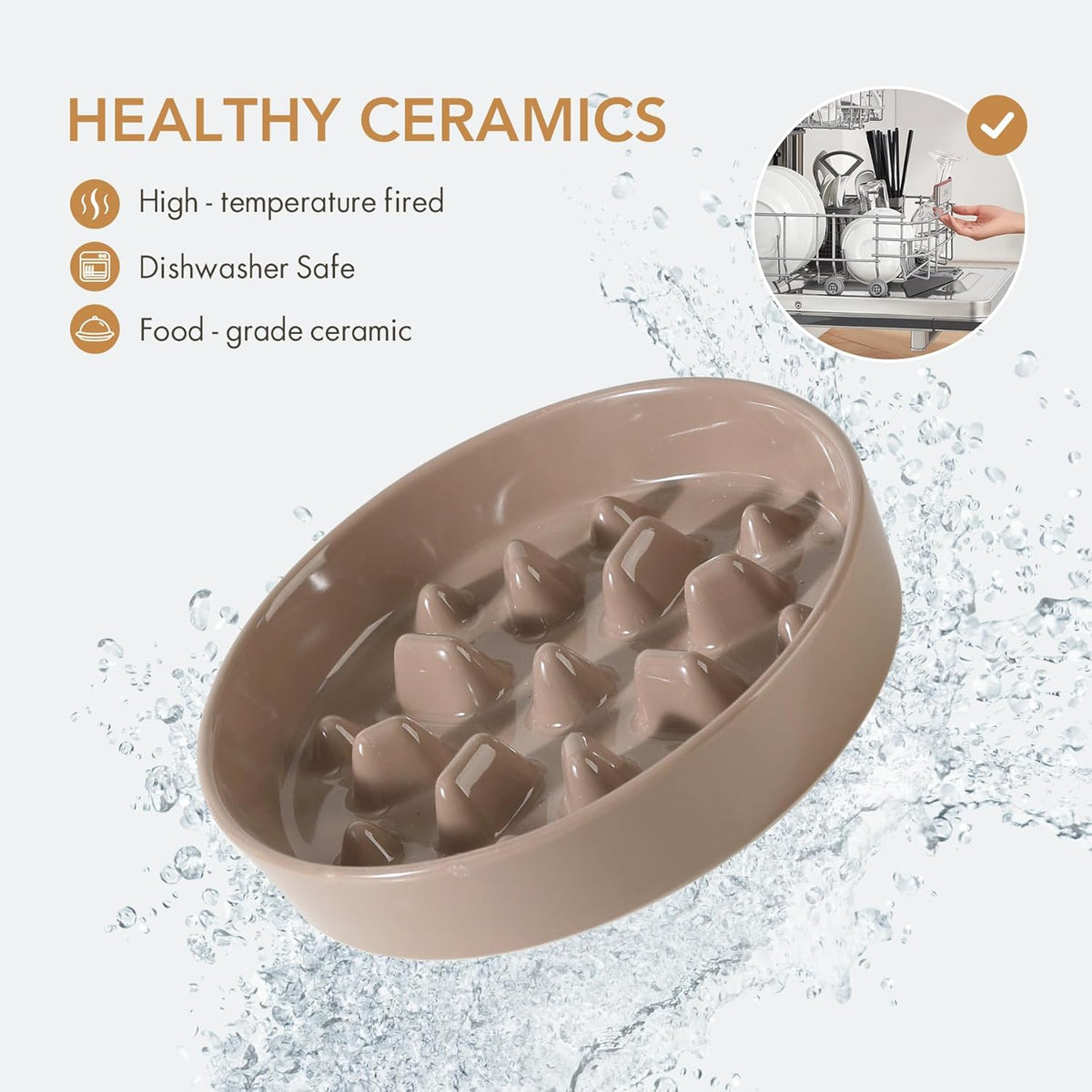 Ceramic 8.2 inch Dog Bowl Slow Feeder, Slow Pet Food Dish for Medium and Large Dog, Stop Bloat