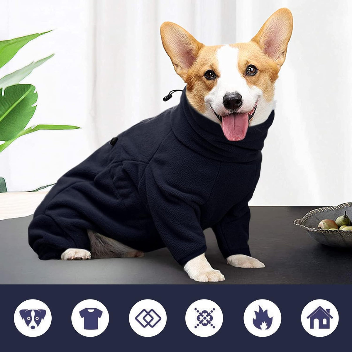 ROZKITCH Dog Pajama with Leg Warmers, Pet Windproof Warm Cold Weather Jacket Vest Cozy Jumpsuit