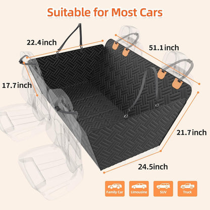 Back Seat Extender for Dogs,Dog Car Seat Cover for Back Seat,Hard Bottom Dog Bed for Car with Mesh