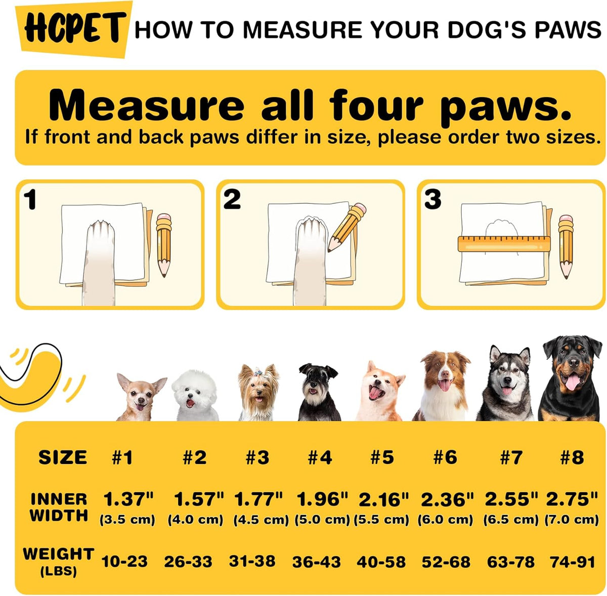 Hcpet Dog Boots Waterproof Dog Shoes for Medium Large Dogs, Anti-Slip Dog Booties Paw Protector for