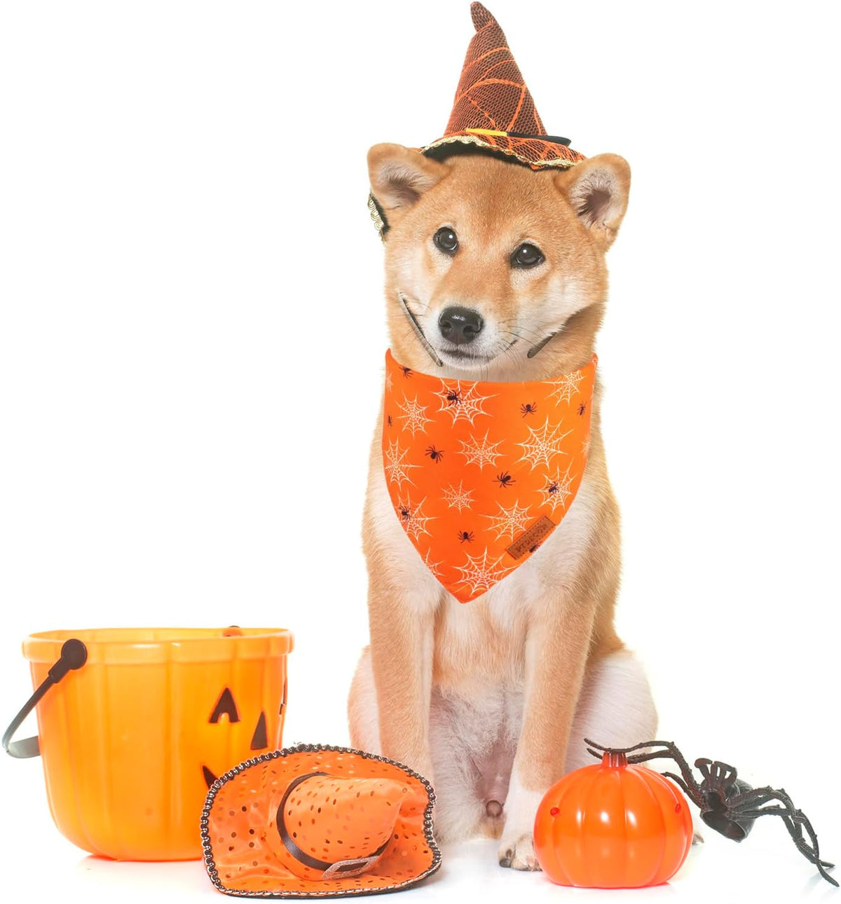 PTDECOR Halloween Dog Bandana, Reversible Holiday Pet Puppy Scarf, Multi Size, Triangle Halloween
