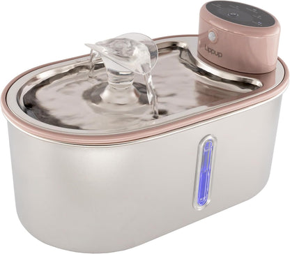Wireless Cat Water Fountain Stainless Steel, 5200mAh Battery, Ultra Quiet, Automatic Pet Water