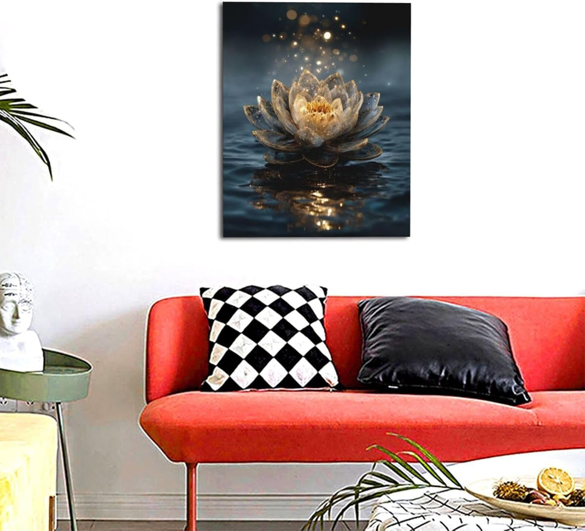 Zen Lotus Canvas Wall Art Mystical Lotus Bloom in Water Aesthetic Pictures Wall Decor Modern