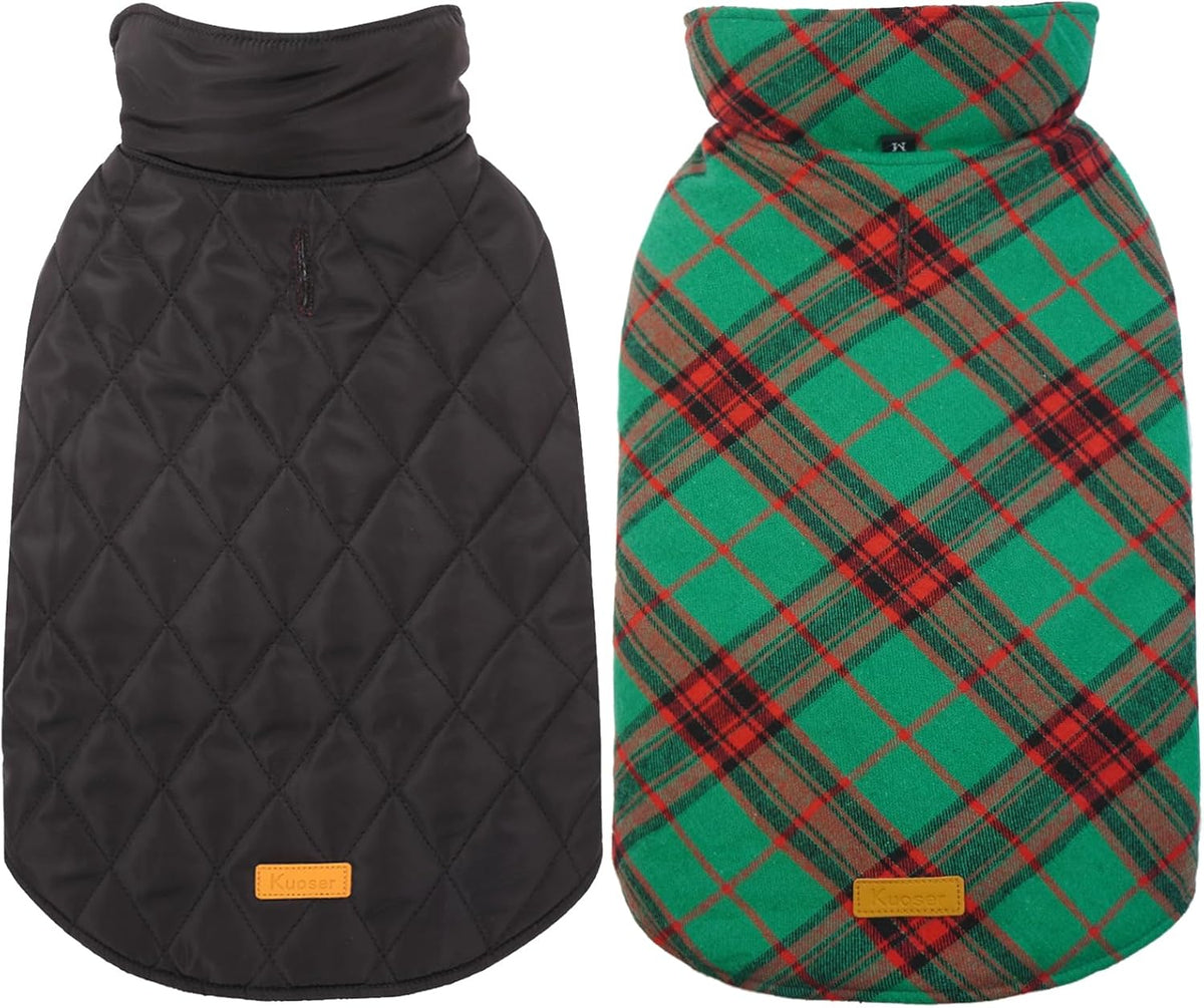 Kuoser Waterproof Dog Coat, Reversible Dog Jacket for Large Dogs, Adjustable Durable Doggie Winter