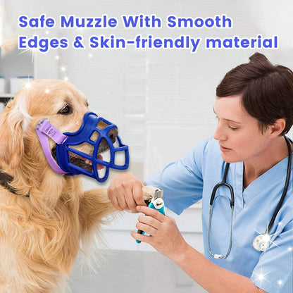 Basket Muzzle Allows Panting Drinking - Anti Biting Chewing, Suitable for Grooming Trimming