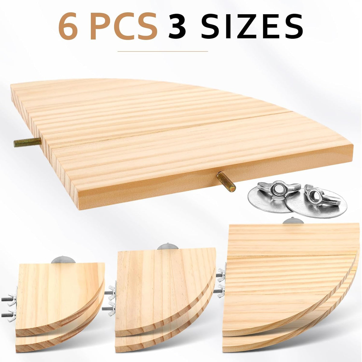 Wettarn 6 Pcs Bird Perch Platform Bird Corner Parrot Perch Corner Wooden Stand Sector Playground