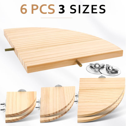 Wettarn 6 Pcs Bird Perch Platform Bird Corner Parrot Perch Corner Wooden Stand Sector Playground