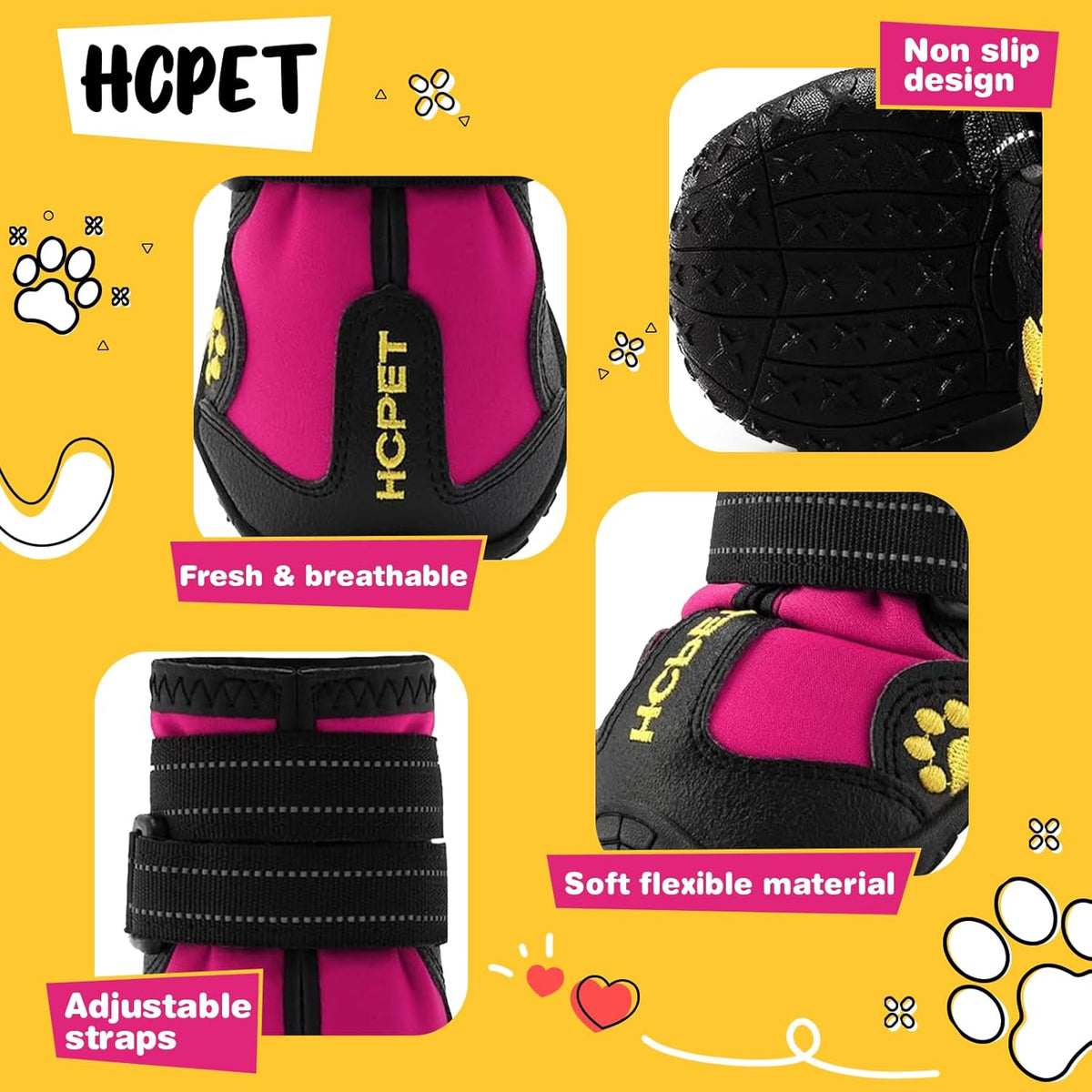 Hcpet Dog Shoes, Dog Boots for Large Dogs, Waterproof Dog Booties Paw Protector for Summer Hot