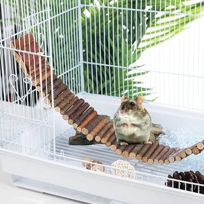 Hamiledyi Hamster Suspension Bridge Rat Long Bendy Bridge Wooden Climbing Ladder Cage Accessories
