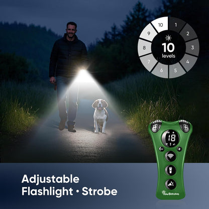 Ultrasonic Dog Bark Deterrent Device –10-Level Adjustable Anti Barking Trainer with Flashlight