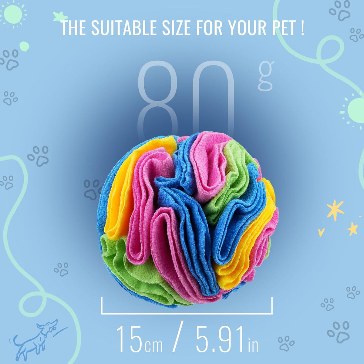 Pet Snuffle Ball, Puzzle Sniffing Interactive Dog Ball for Blind Dogs Training Stress Relief Dog