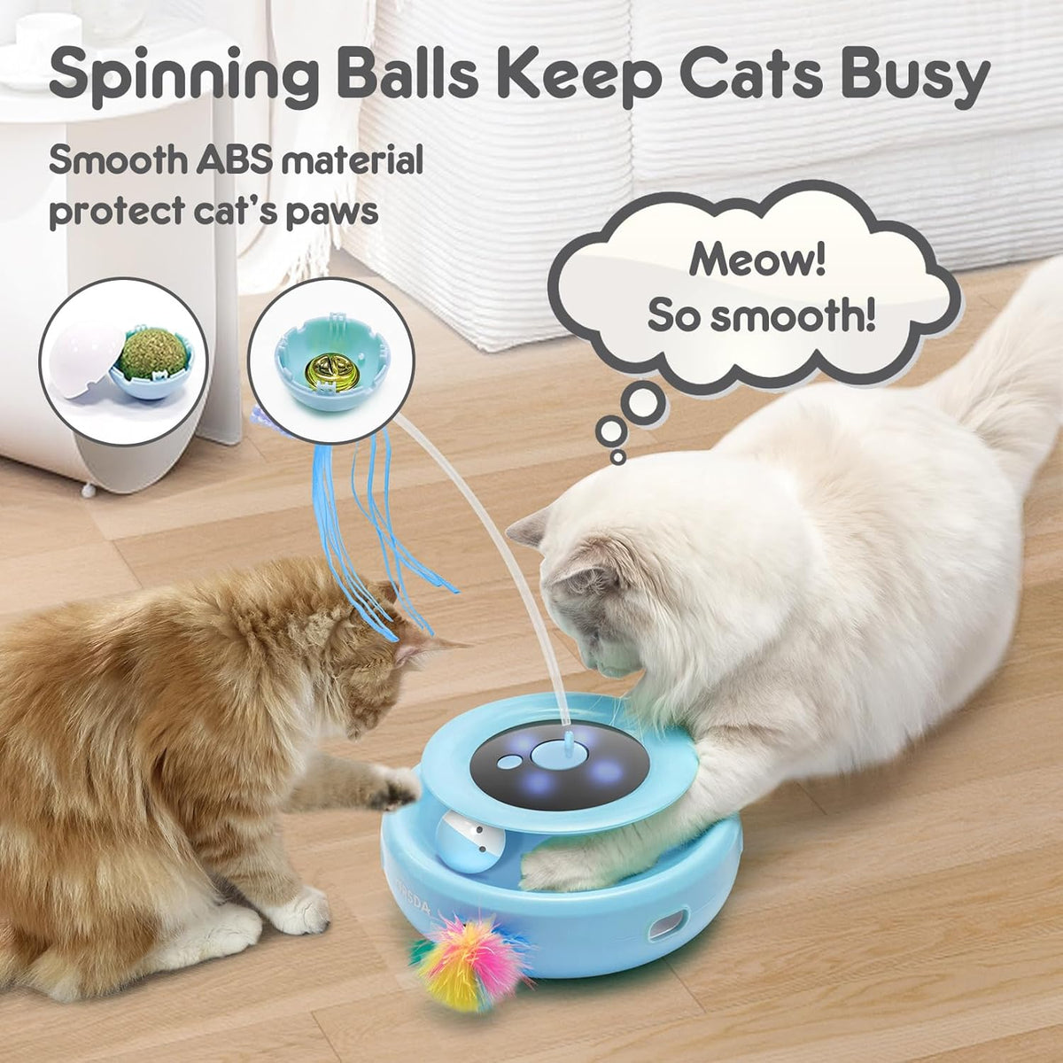 ORSDA Cat Toy, 3-in-1 Automatic Interactive Electronic Moving Ambush Feather, Fluttering Butterfly