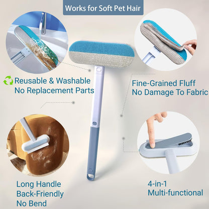 Pet Hair Remover for Furniture, Reusable Multifunctional Cat and Dog Hair Removal Tool, 17-Inch