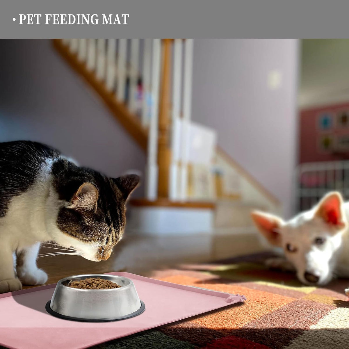 Waterproof Pet Feeding Mat with High Raised Edges, Heavier and Thicker Placemats for Cat Dog Water