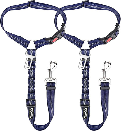 SlowTon Dog Seat Belt for Car, 2 Pack Dog Car Harness Seatbelt Adjustable with Elastic Bungee