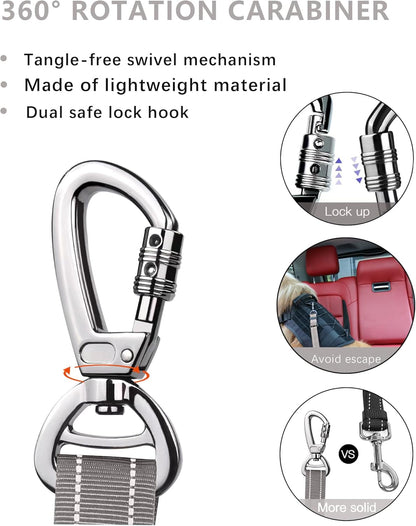 AUBELL Dog Seat Belt for Car,Updated 3-in-1 Adjustable Reflective Bungee Heavy Duty Dog Car Harness