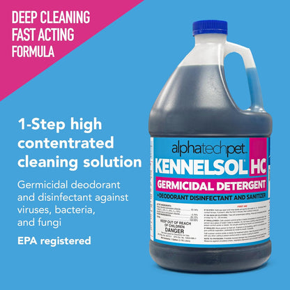 KennelSol HC 1-Step High Concentrated Kennel Cleaner - 1 Gallon Liquid Disinfectant, Effective