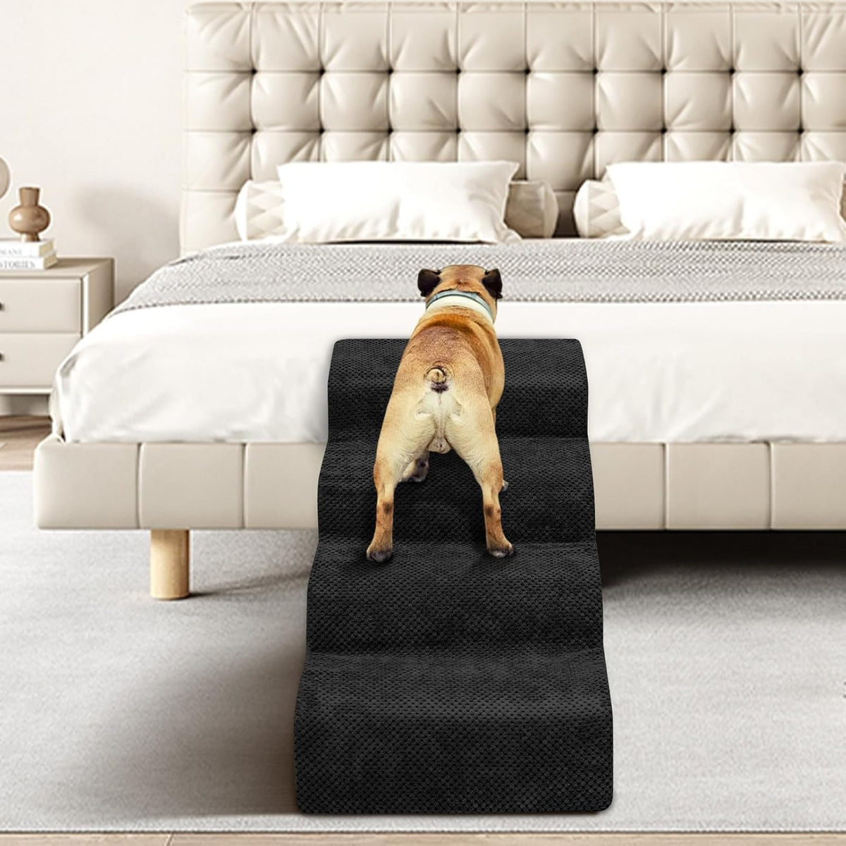 Dog Stairs for Small Dogs - High Density Foam Pet Steps, Extra Wide Dog Ramp with Non-Slip Bottom