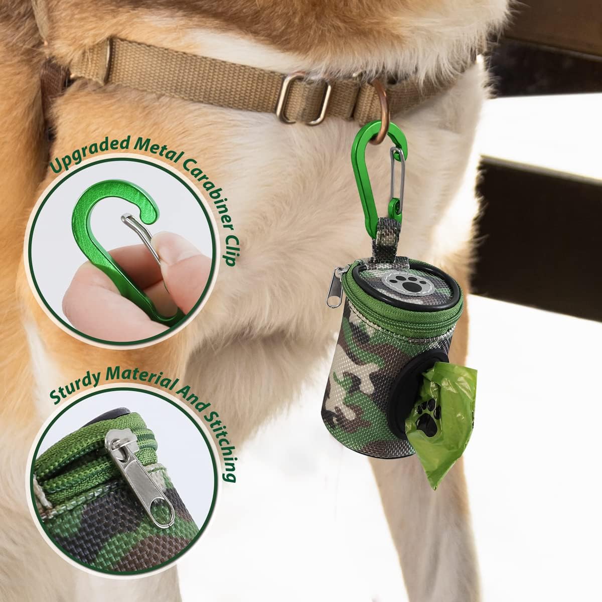 Dog Poop Bag Holder for Leash Doggie Waste Bag Dispenser Puppy Potty Carrier Small Doggy Zipper