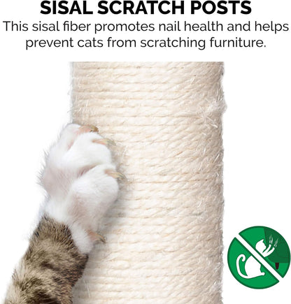 Furhaven 49.5" Tall Cat Tree for Indoor Cats, Ft. Sisal Scratching Posts, Plush Ball Toy, & Busy
