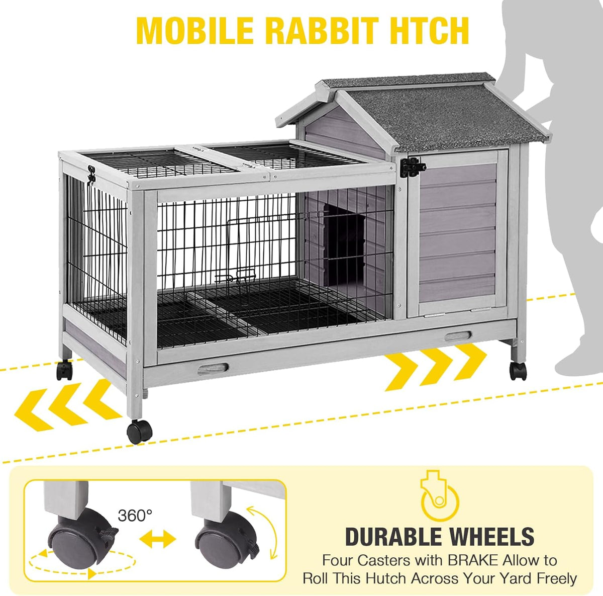 AIVITUVIN Rabbit Hutch Indoor with Wire Rabbit Cage Outdoor Bunny Cage with Run Guinea Pig Cage