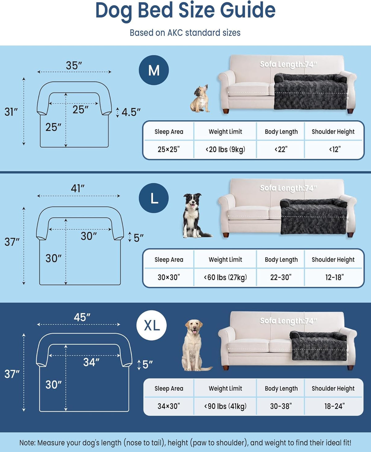 Calming Extra Large Dog Bed for Couch, 45 x 37 inch Removable Couch Cover for Dogs Washable