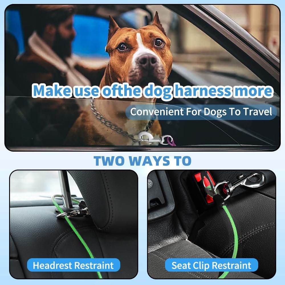 Dog Seat Belt Harness for Car,Dog Seatbelt of Coated Wire Leash Safety Restraint,No Chew Tether