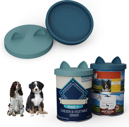 OHMO 2 Pack Pet Food Can Lids, (12.5-14oz) BPA Free Silicone Covers for Cat and Dog Food Cans