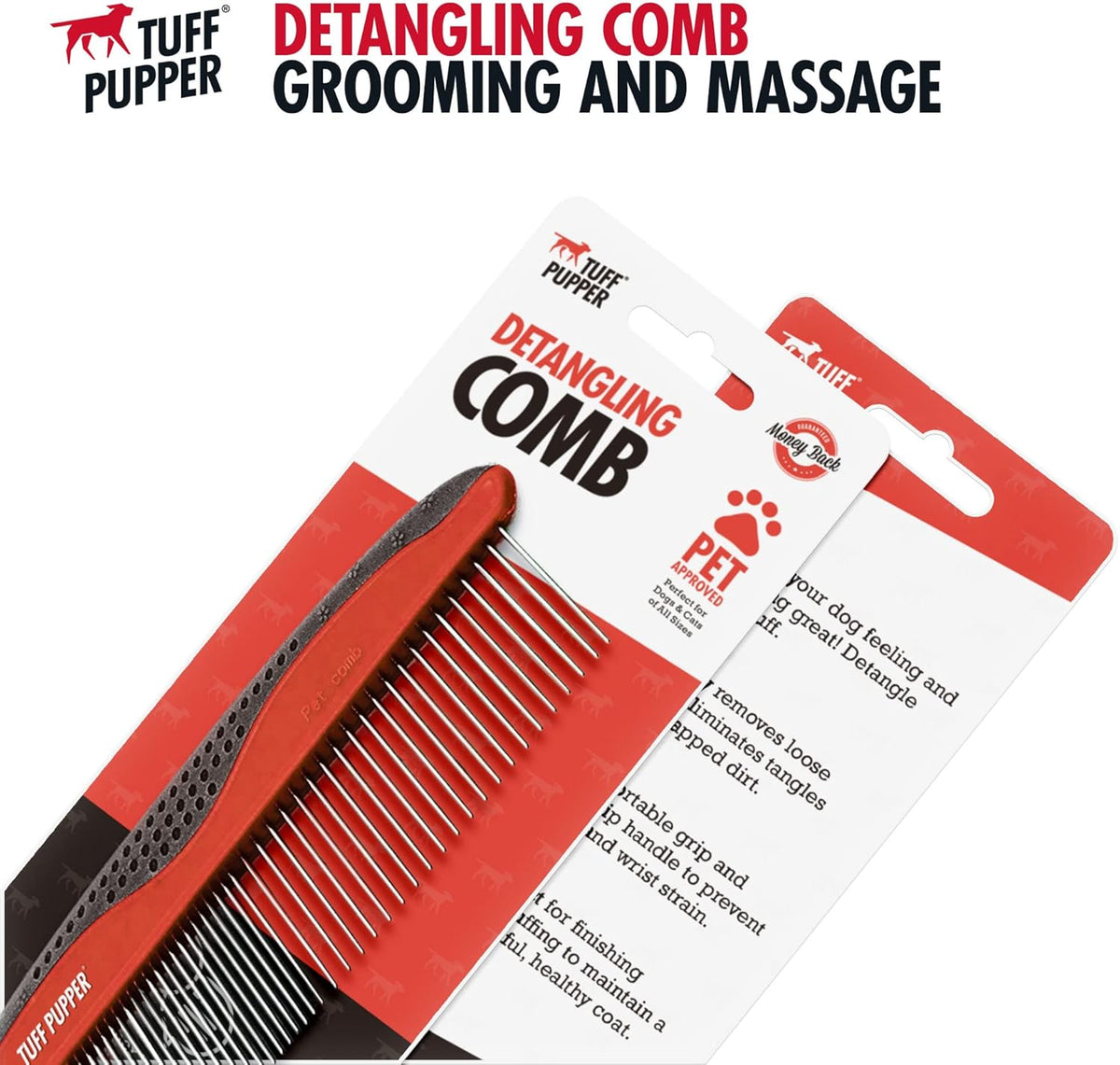 Tuff Pupper Dog Grooming Comb Set | Easily & Safely Remove Dead, Matted Knotted Hair | Ergonomic