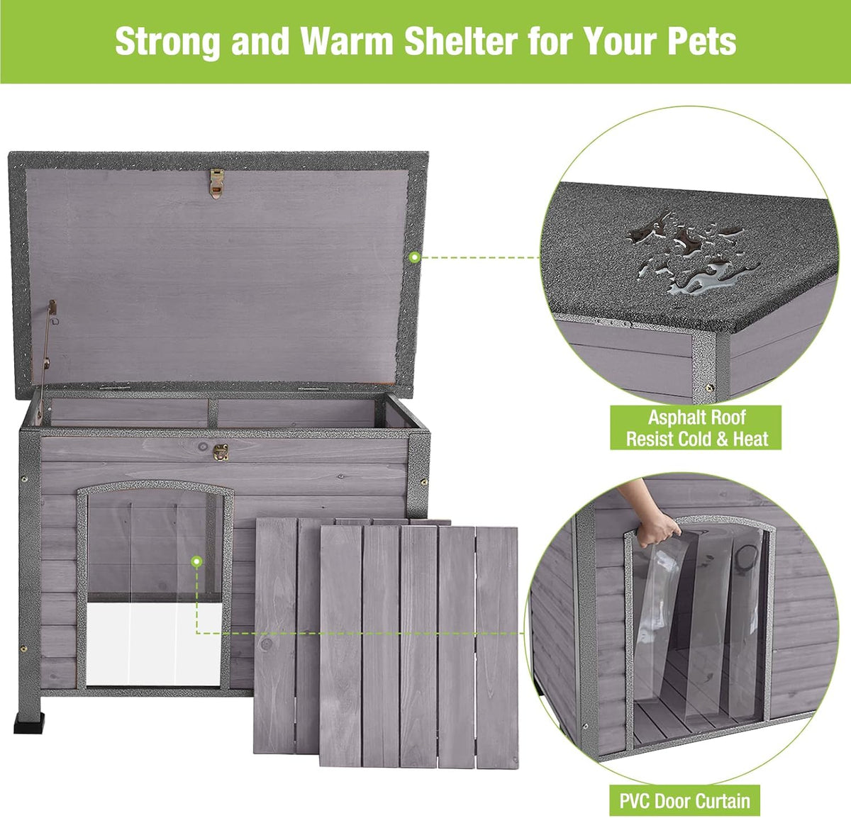 GUTINNEEN Chew Proof Dog House with Metal Iron Frame Outdoor Dog Kennel for Small Medium Large