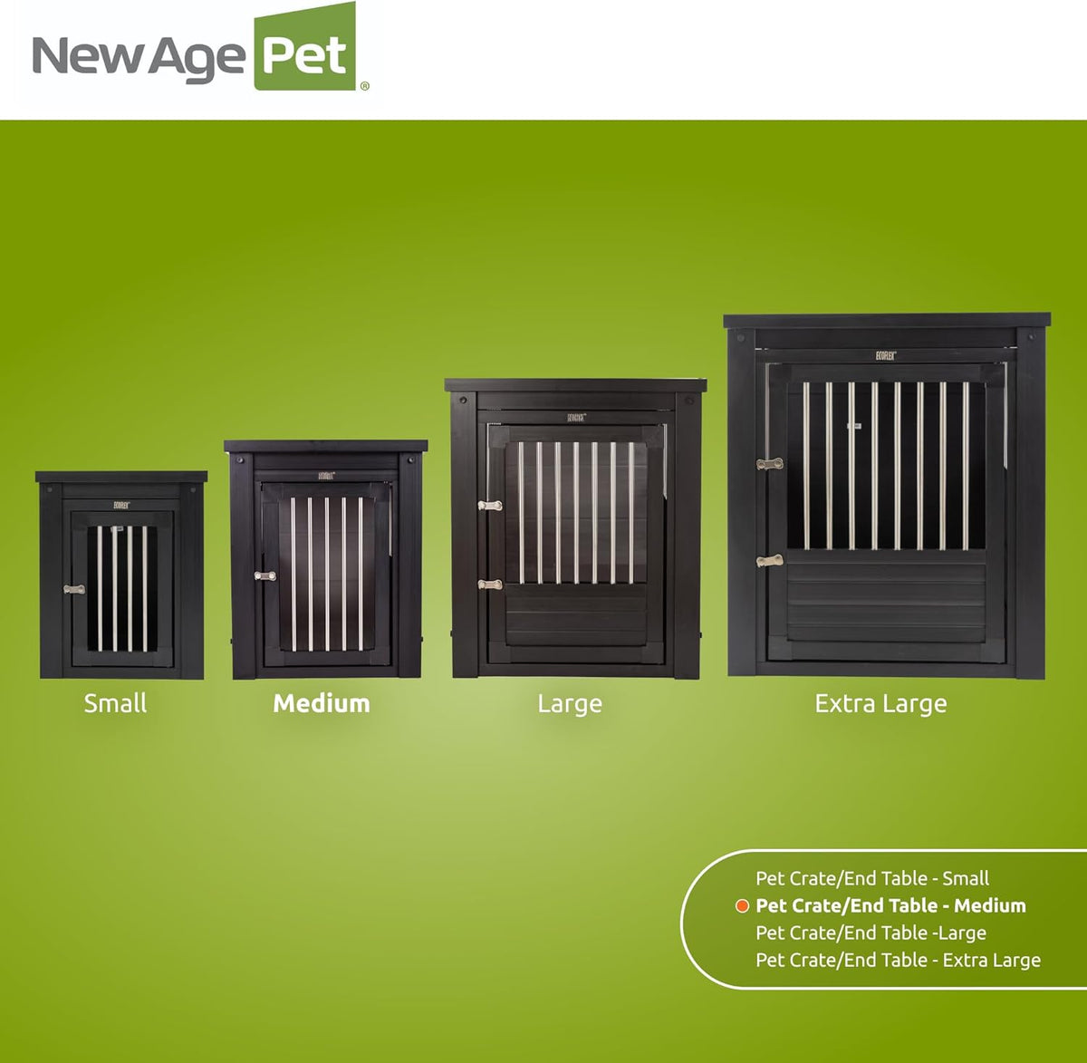 New Age Pet ECOFLEX Dog Crate End Table - Furniture-Style Pet Crate for Crate Trained Dogs