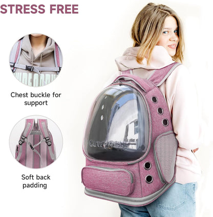 Cat Backpack Carrier, Breathable Cat Carrier Large Space Bubble Pet Backpack for Kitty Small Dog up