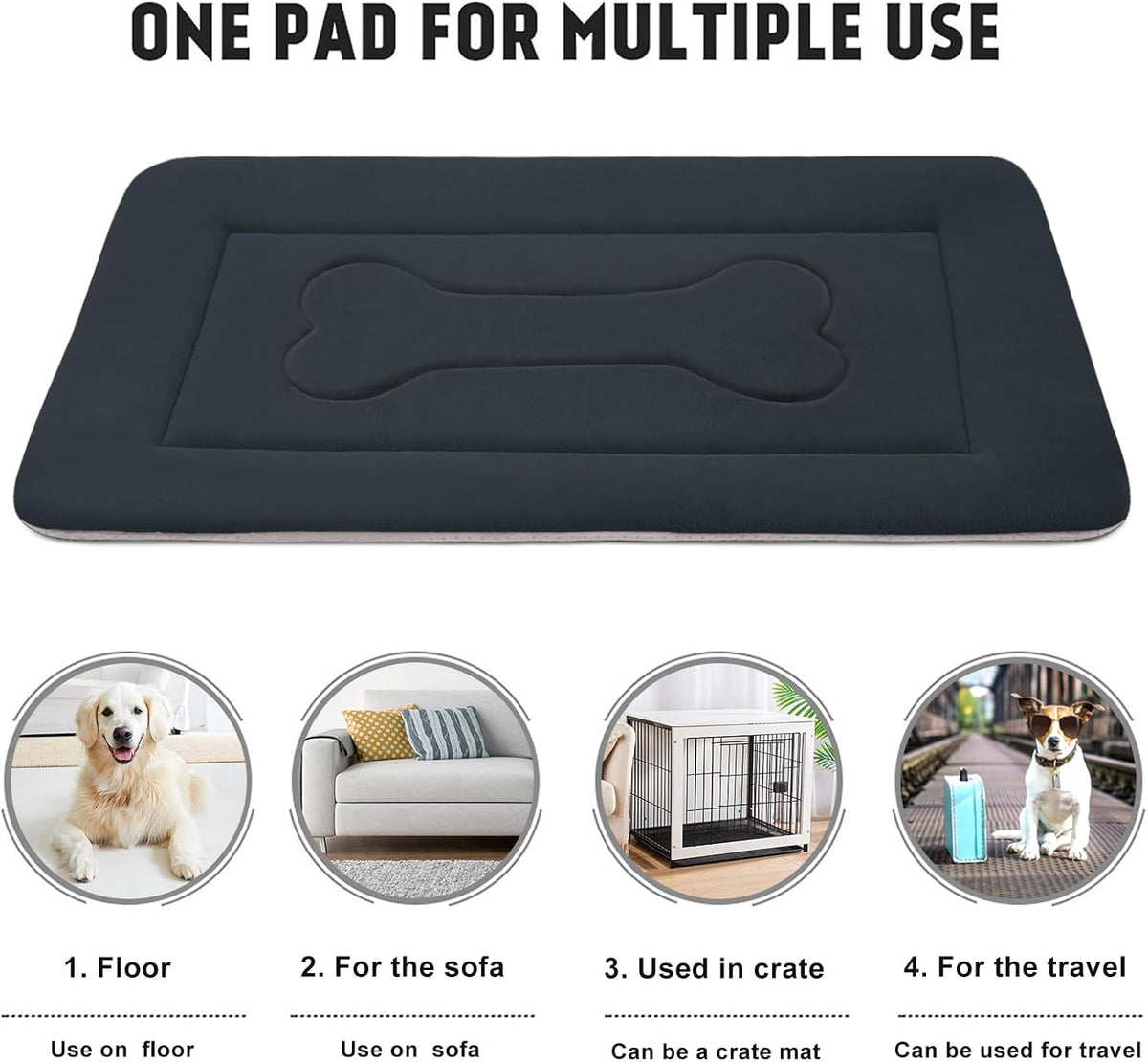 JoicyCo Large Dog Bed Soft Dog Crate Pad Mat 42 in Non-Slip Bottom Washable Dog Sleeping Mattress