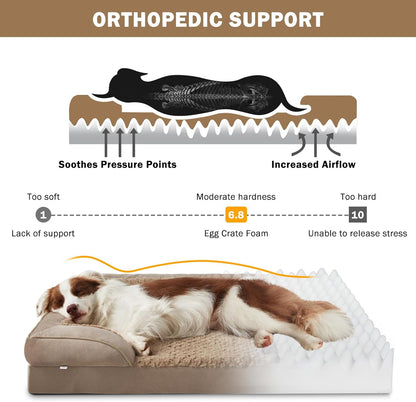 INVENHO Orthopedic Medium Dog Beds for Medium Dogs, Waterproof, Egg-Crate Foam Dog Couch Bed with
