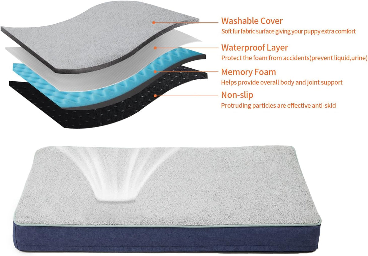 Orthopedic Memory Foam Dog Bed,Cooling Dog Beds for Large Dogs,Washable Pet Beds for Crate with