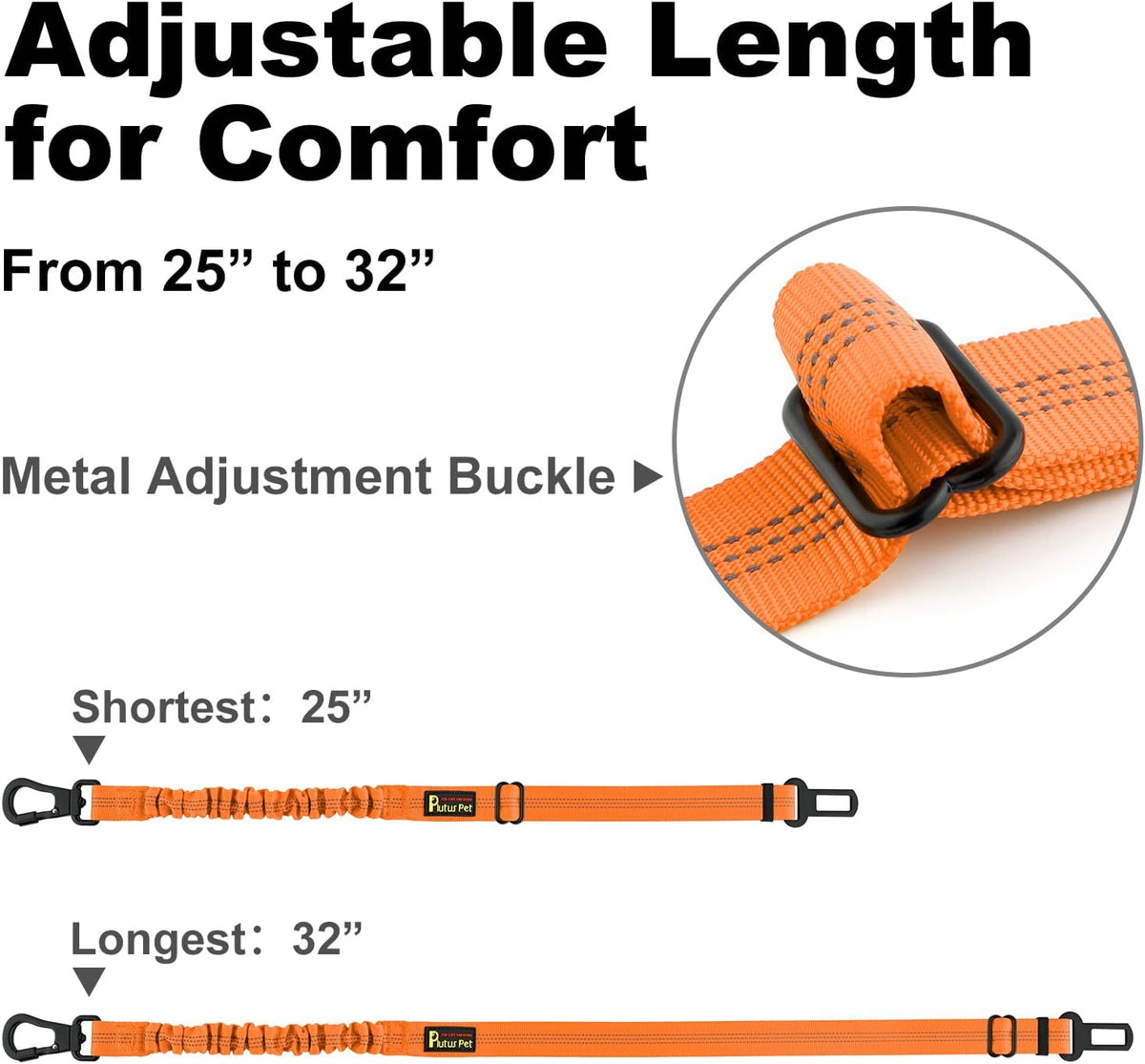 Plutus Pet Dog Seat Belt for Car, Adjustable Dog Car Harness with Carabiner Clip, Reflective Safety