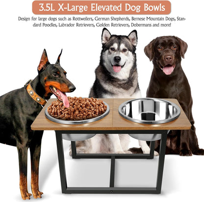 Elevated Dog Bowls for Large Dogs, Raised Dog Bowl Stand with Two X-Large Stainless Steel Bowls for