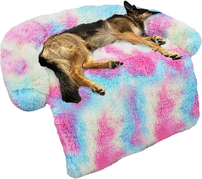 GGIB Calming Dog Bed Fluffy Plush Dog Mat for Furniture Protector with Removable Washable Cover for