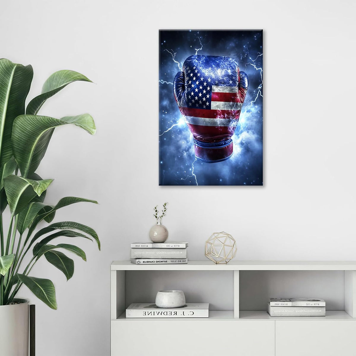 Sports Boxing Wall Art Canvas American Flag Wall Decor Prints Framed Painting Pictures Gifts