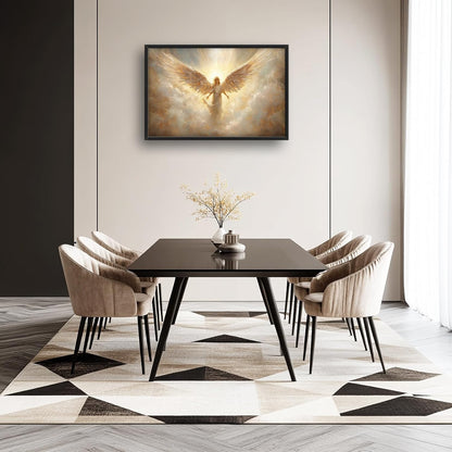 Large Angel Wall Art for Living Room, Framed Oversized Angel Wing Wall Decor Fantasy Sky Clouds