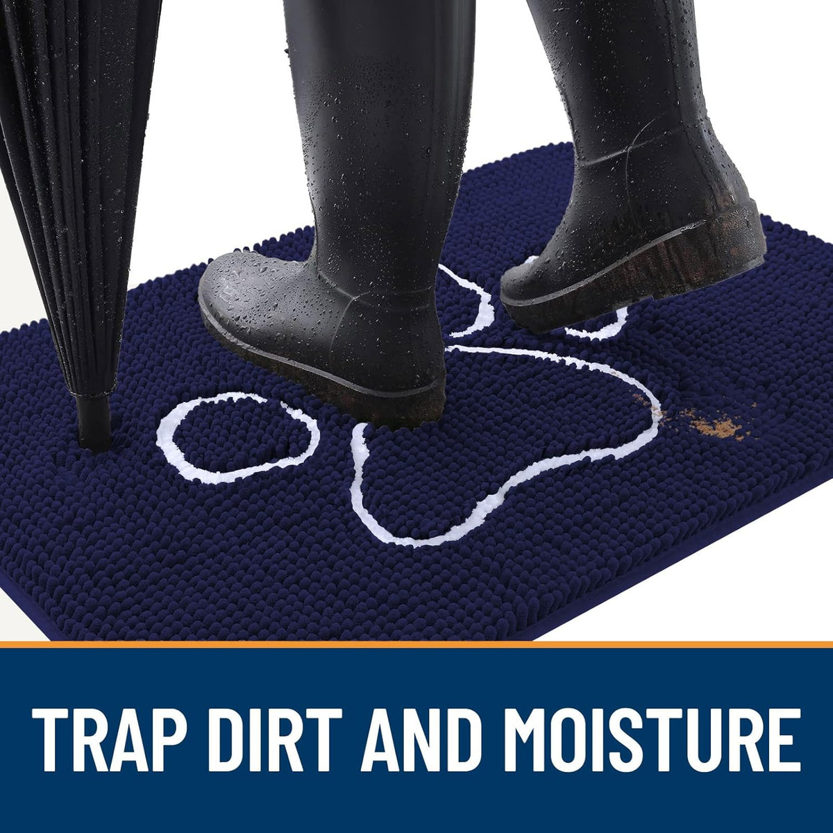 OLANLY Door Mat for Muddy Dog Paws 59x35, Ultra Absorbent Chenille Mud Doormat with Paw Print