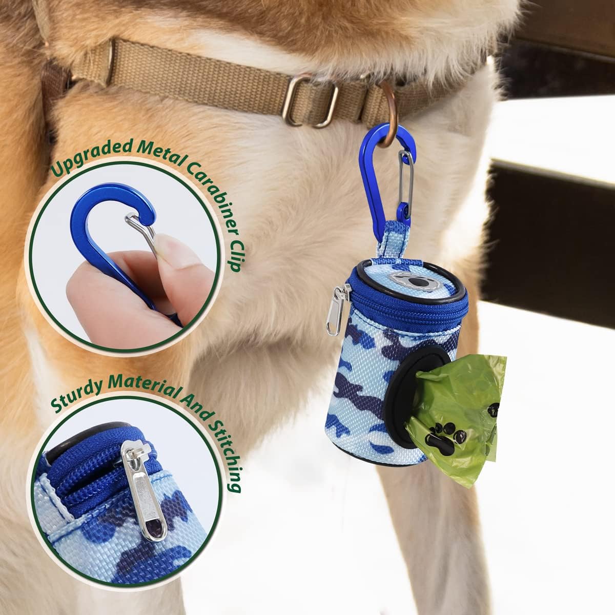 Dog Poop Bag Holder for Leash Doggie Waste Bag Dispenser Puppy Potty Carrier Small Doggy Zipper
